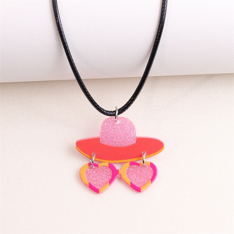 Wholesale Valentine's Day Sweater Hat Acrylic Necklace